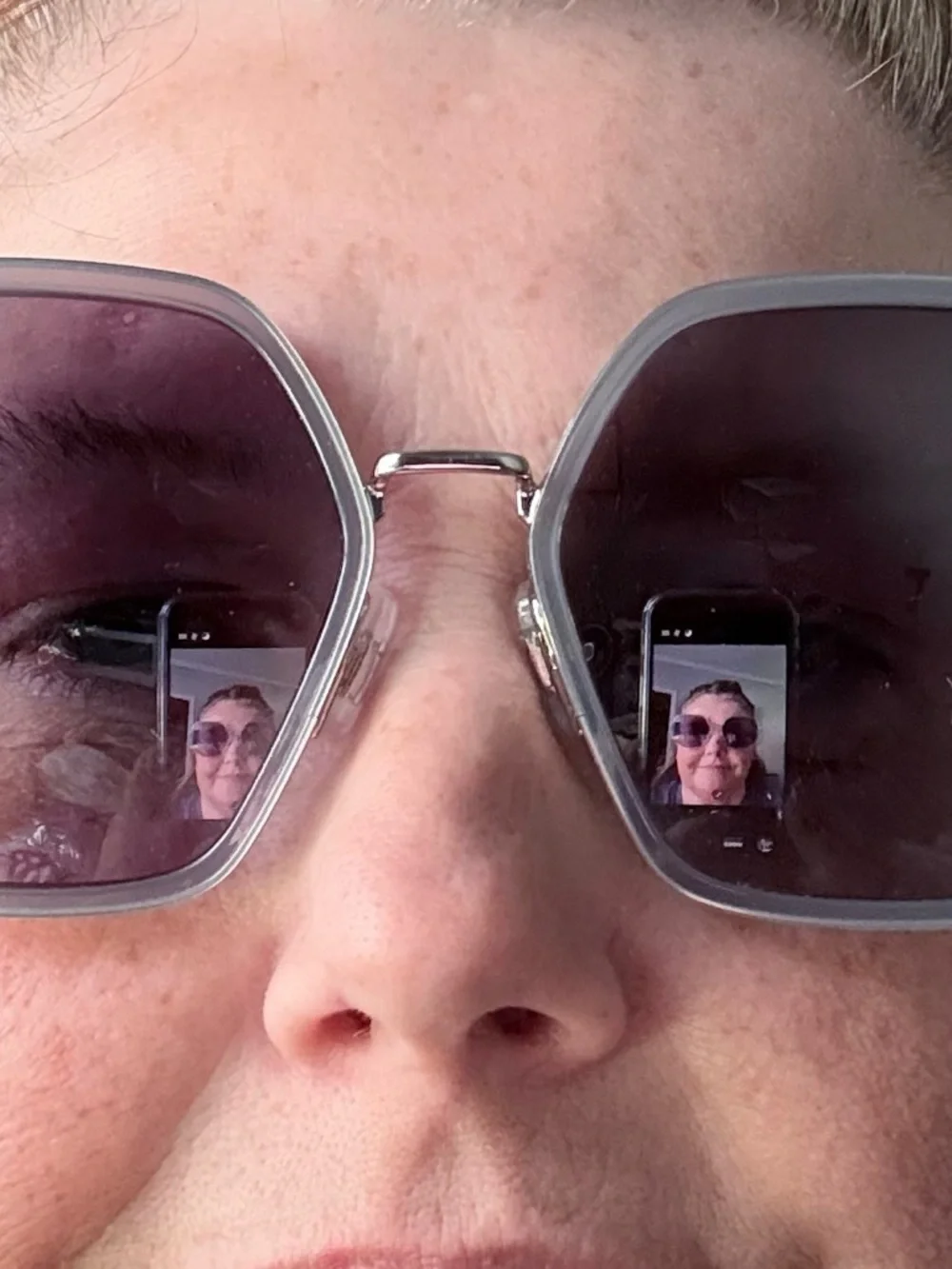 MARC JACOBS Oversized Hexagon Sunglasses in Black and Silver